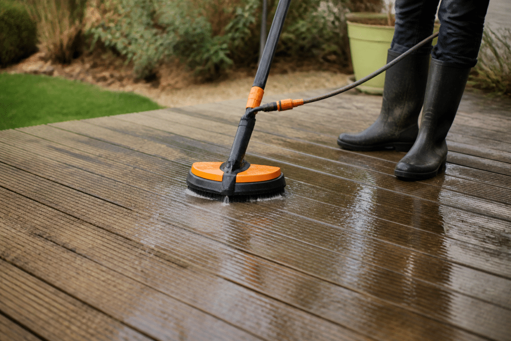 Balai nettoyant terrasse avec jet d'eau basse pression