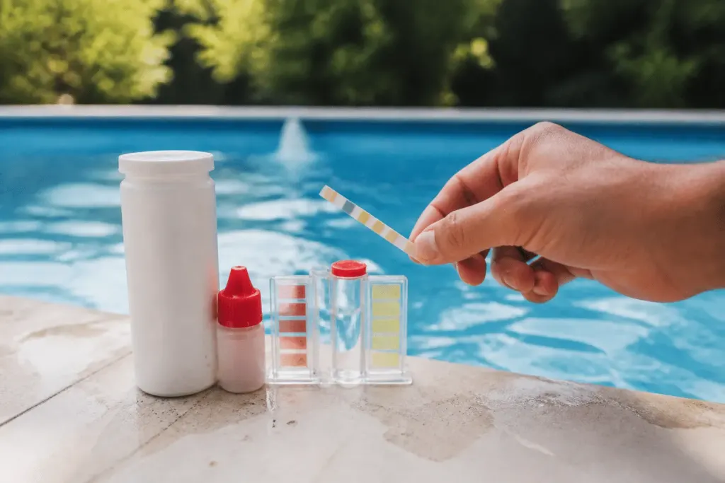 Bandelettes test et produits chimiques pour piscine