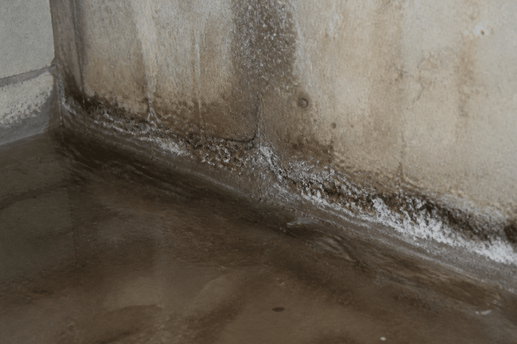 Infiltration d'eau souterraine remontant dans fondations maison