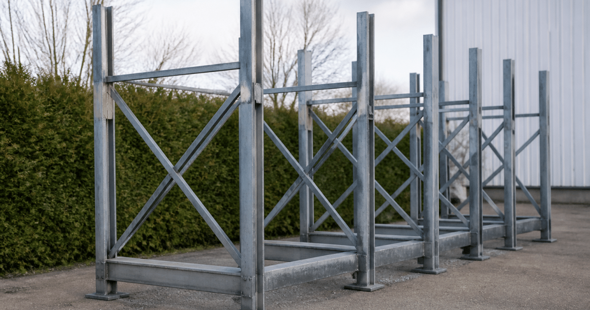Structure metallique autoportante posee sur terrain sans ancrage souterrain