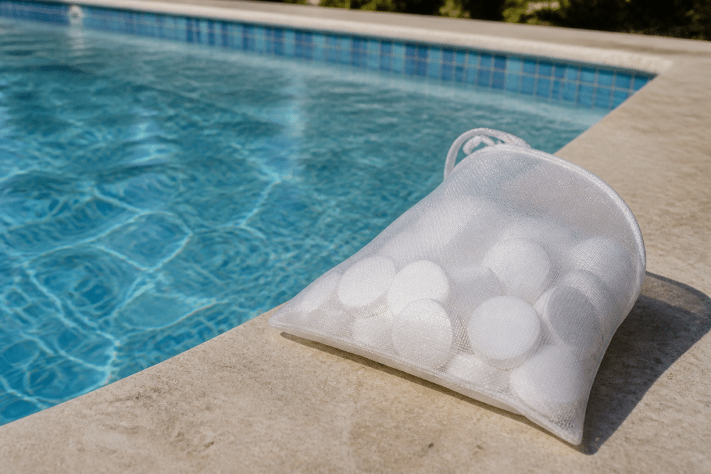 Galets chlore retires du bassin piscine claire eau